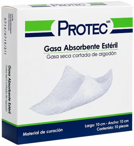 Gasa absorbente estéril 10 × 10 cm