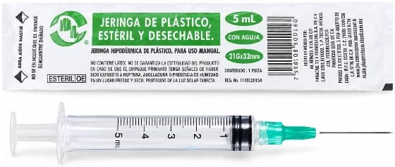 Jeringa estéril 5 ml 21G × 32 mm
