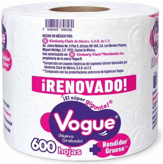Papel higiénico Vogue 600 hojas